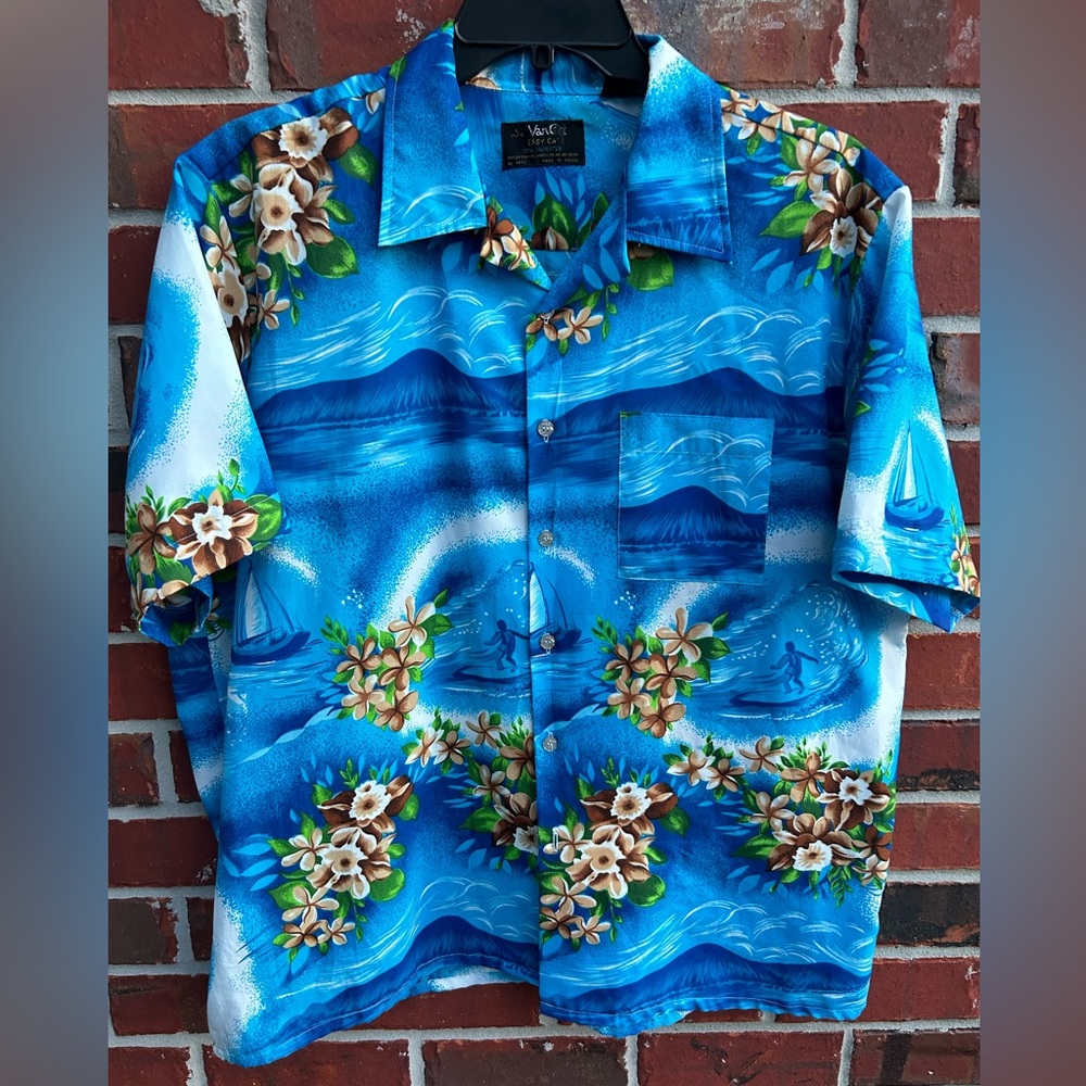 Vintage Van Cort (1970’s) Mens Hawaiian Short Sleeve Button Down XL Surfer Shirt